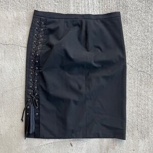 BCBG MAXAZRIA Black Lace‎ Up Detail Pencil Skirt Size 8